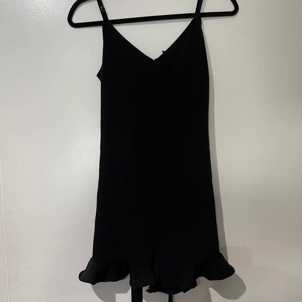 Aqua Ruffle Trim Romper Small